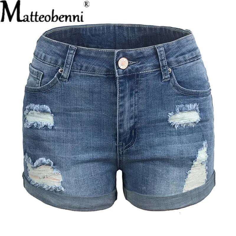 Women Fashion Ripped High Waisted Rolled Denim Vintage Hole Summer Casual Pocket Short Jeans Ladies Hotpants Shorts 2022 H260206