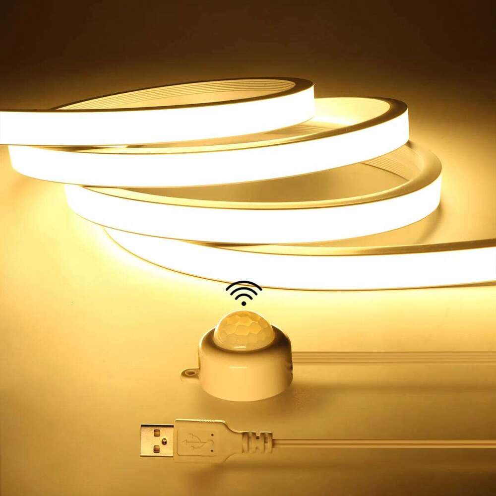 Night USB PIR Motion Sensor COB LED Strip Neon Light Auto ON/OFF 320leds/m Waterproof for Kitchen,Stair,Wardrobe Decor Z260206