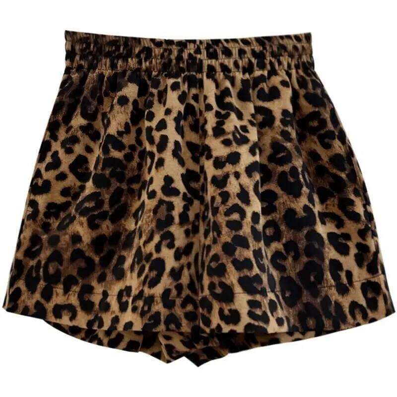 Leopard Casual Women Summer High Waist Loose Shorts XJ260206