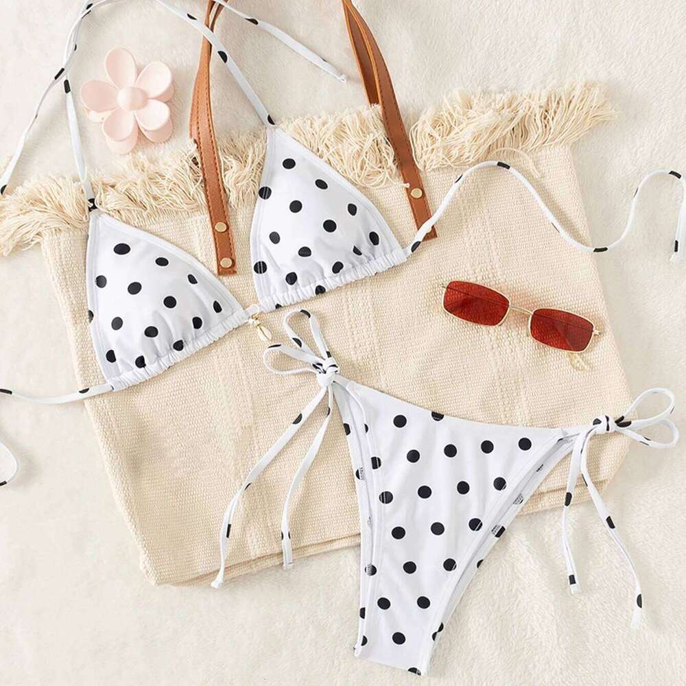 Leopard Print Bikini Set Women Adjustable Tie Side Bandage Swimwear Sexy Two-Piece Bathing Suit Beach Vacation Z260206