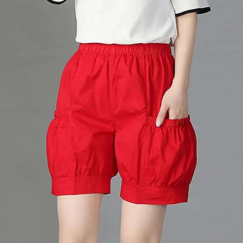 Summer Simplicity Loose Large Size All-match Solid Color High Waist Bloomers Women Clothes Casual Fashion Quarter Shorts XJ260206