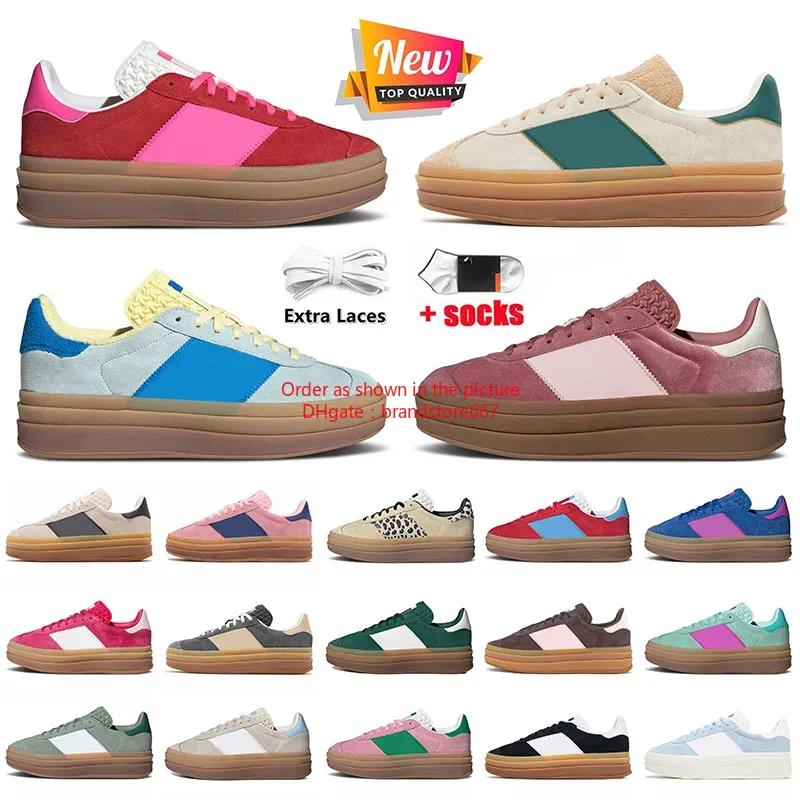 Top Fashion Luxury Platform Designer Bold Dress Shoes Women Collegiate Red Lucid Pink Green Leopard Black Gum Crimson Velvet Leather Sneakers Womens Girls Trainers