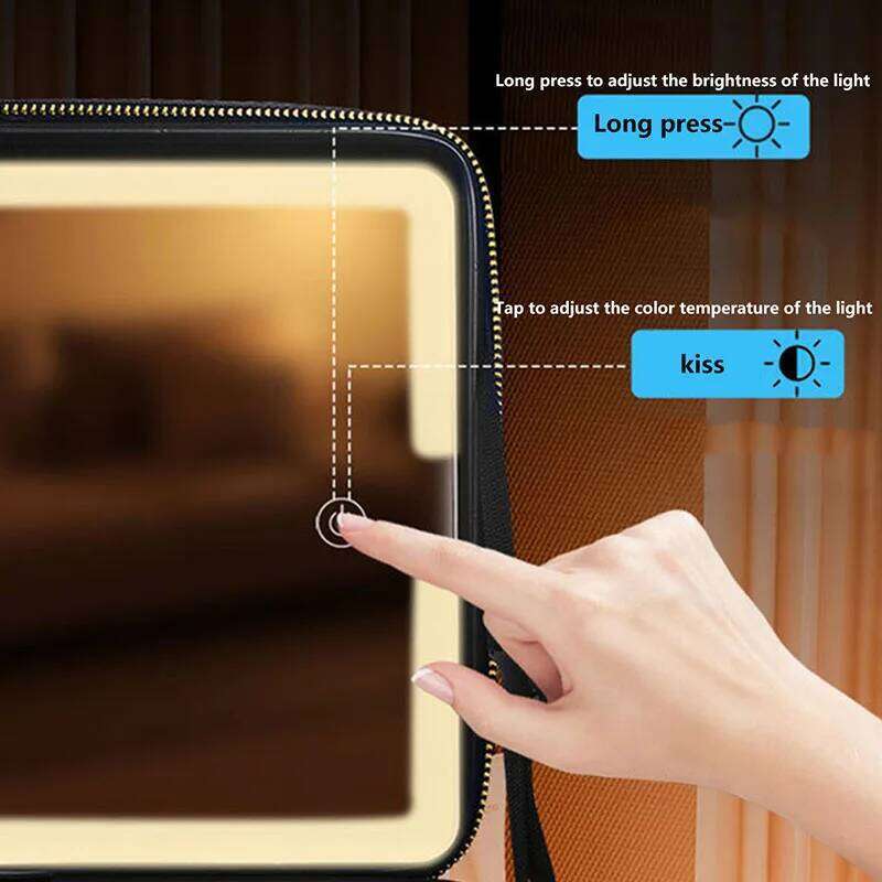 Smart LED Cosmetic With Mirror Travel Bag Large Capacity Female Beautician Skincare Product Makeup Case For Women Y260206