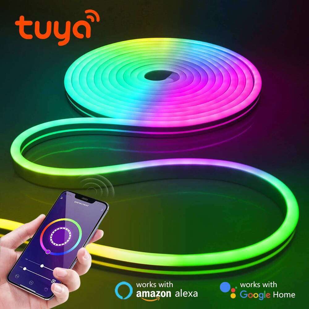 Tuya Smart Life 12V RGB Light LED Strip Voice Control Neon Rope Tube Outdoor Garden Backlight Decoration Alexa Google Home Z260206