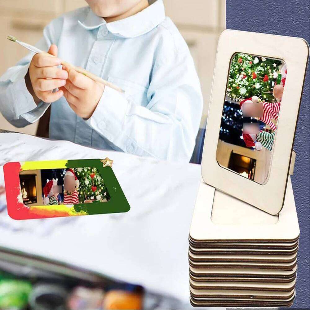 12 DIY Unfinished Wooden Picture Frames For Custom Crafts & Displays Home Desktop Photo Frame Decoration S260205