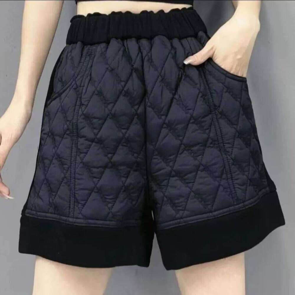 Women's High Waist Wide Leg Pants Cotton Padded Fleece Warm Shorts Casual Ladies Boots Black, Autumn, Winter, New 2026 XJ260206