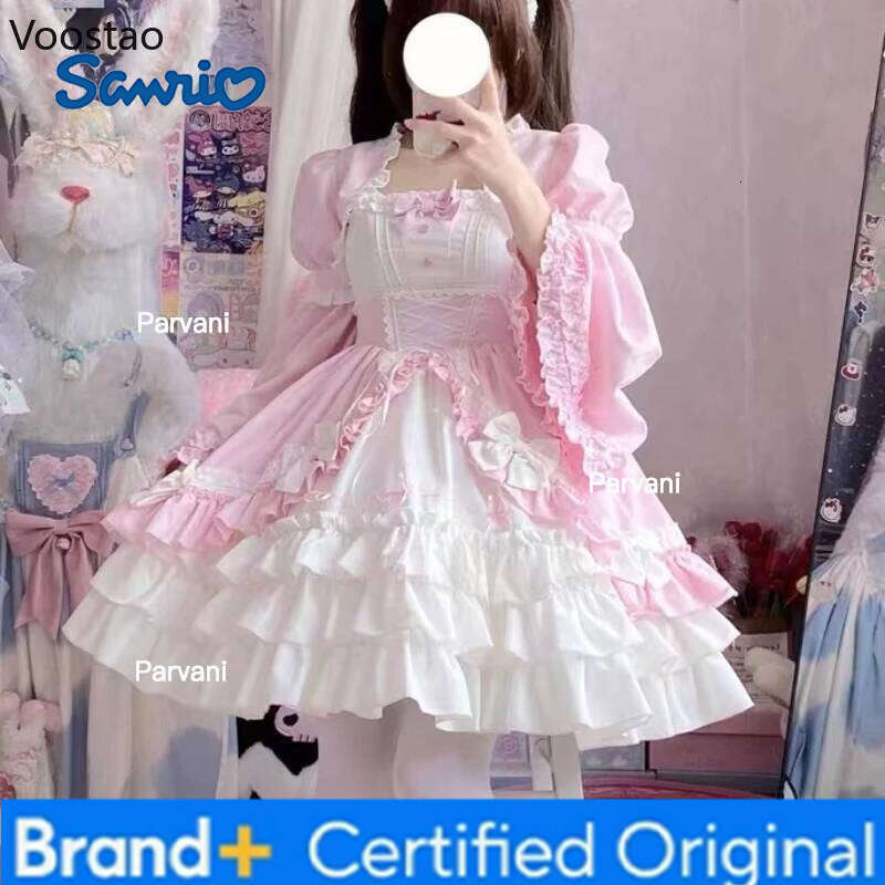 Sanrio Victorian Vintage Lolita Dress Women Gothic Y2k Puff Short Sleeve Laminated Flounces Mini Dresses Bow Ruffles Princess Vestidos H2602061 - view 3