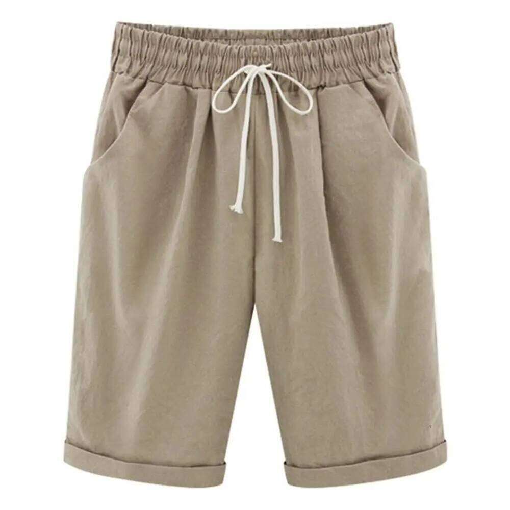 Short Pants Stylish Summer Women's Knee-length Shorts with Drawstring Elastic Waist Wide Leg Design Side for Ladies XJ260206
