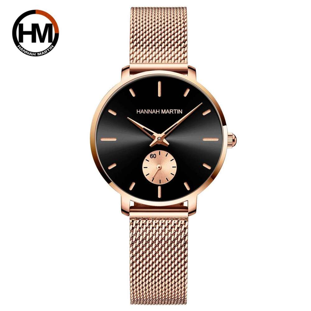 HANNAH MARTIN Brand Watch Rose Gold Dial 33mm Stainless Steel Mesh Strap Casual Fashion Dropshipping Quartz Women Watches Z260206