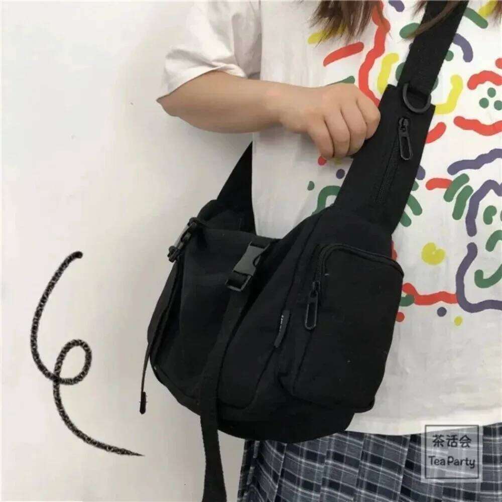 Canvas Crossbody for Women Youth Men Fashion Casual Large Capacity Handbags Shoulder Bags Solid Color Ladies Messenger Bag XJ260129