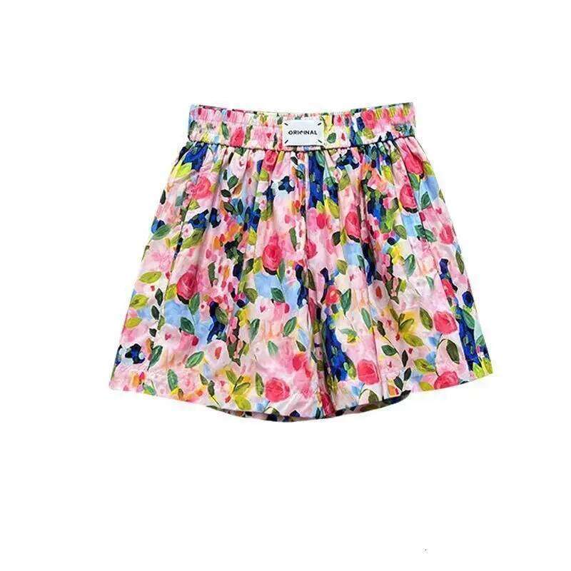 Summer New Style Large Size 300 Pounds Floral Print Shorts Women's Casual Loose Wide Leg Three-quarter Length Pants XJ260206