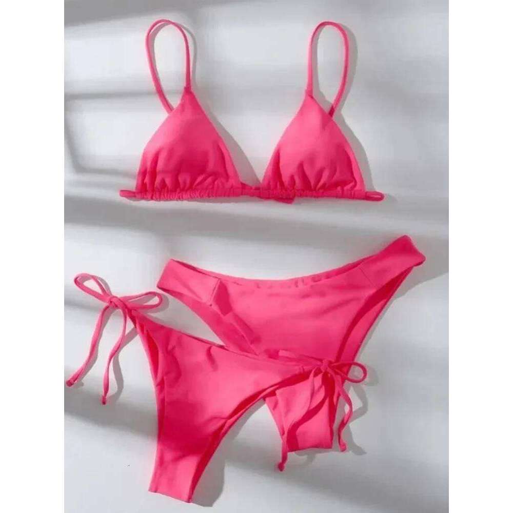 2025 New Summer Swimwear Bikinis Sexy Solid Spaghetti Strap 3 Piece Set Women Split Swimsuit High Waist Beach Bikini Z260206
