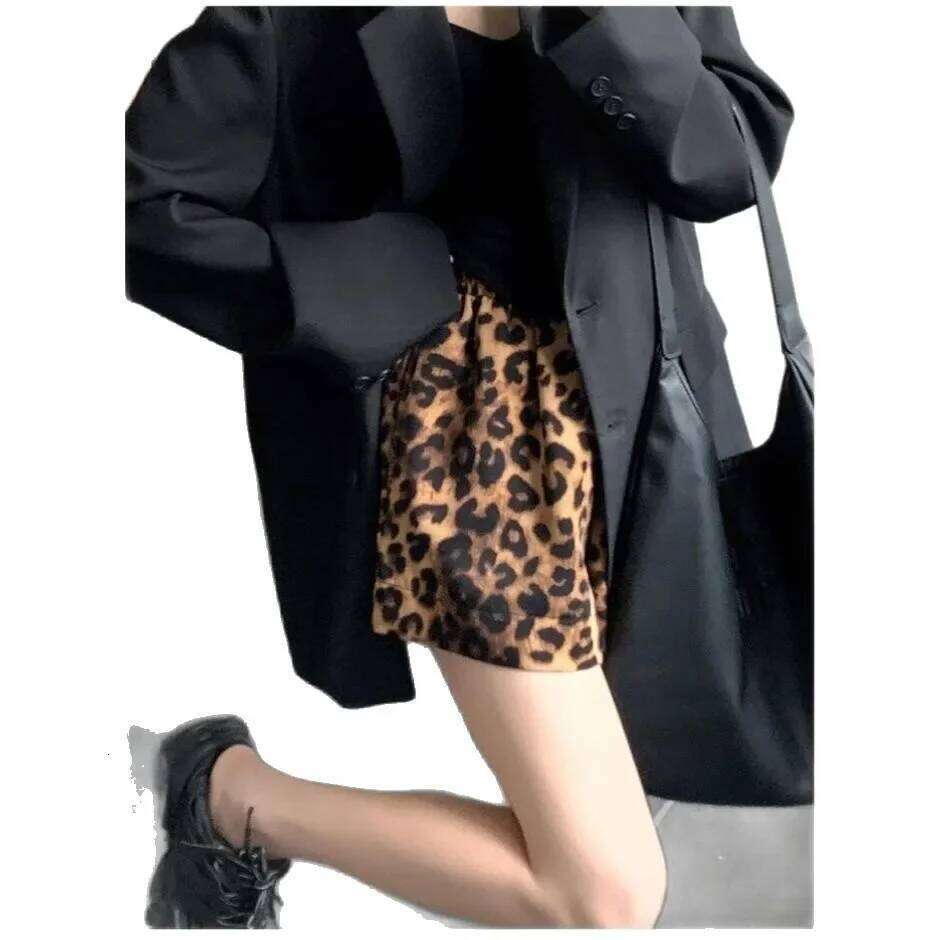 Summer Thin High Leopard Print Casual Shorts Women's Loose Flattering Pants Middle Waist from Mainland China XJ260206