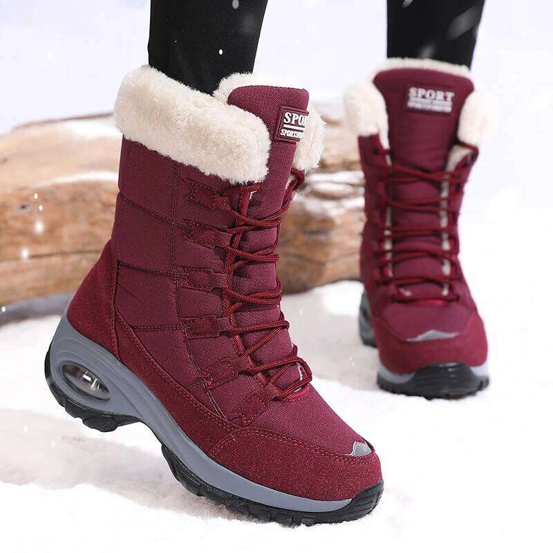 Winter Women Comfortable Fit Warm Interior Luxurious High Snow Functional Slip on Waterproof Fur Femme Boots
