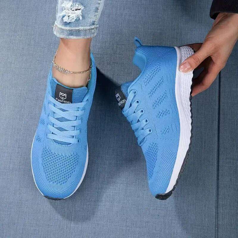 Women's Casual Summer Mesh Breathable Outdoor Platform Sneakers Lace Up Fashion Sports Walking Running Shoes for Women