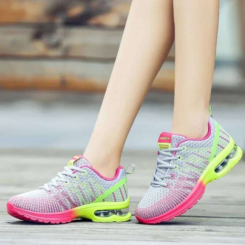 Women's Knitted Running Colorful Design Breathable Mesh Comfortable Bright Colors Shoes Outdoor Fitness Jogging Walking
