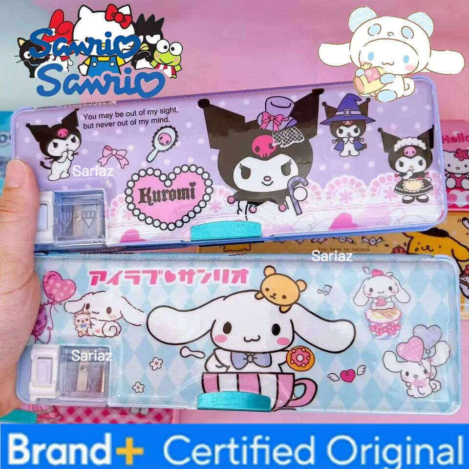 Sanrio Cartoon Kawaii Kuromi Double-Sided Student Multifunctional Case With Pencil Sharpener School H260206