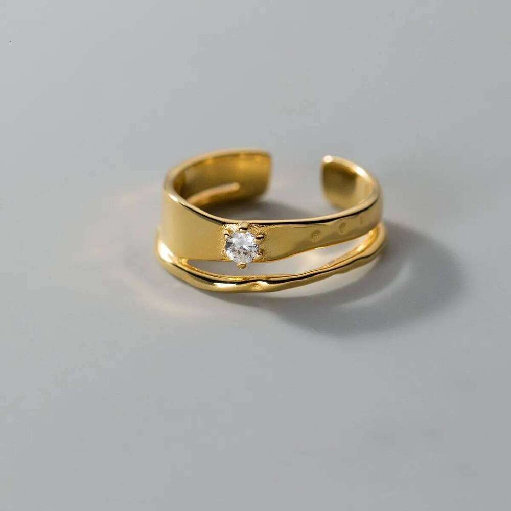 BF CLUB Silver Color Geometric Double CZ Rings For Women Men Simple Design Fashion Open Adjustable Handmade Couple Ring Gifts W260206