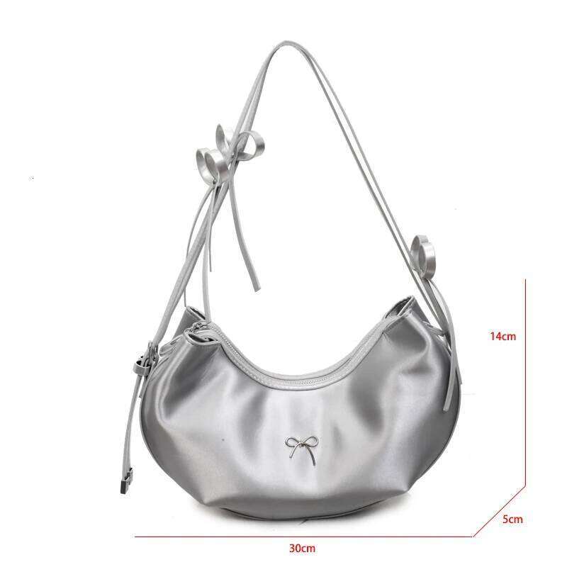 Purple Handbag Fashion Underarm For Women Trend Hobo Shoulder Black Silver Dumpling Sac A Main Bow Armpit Bag Red Y260205