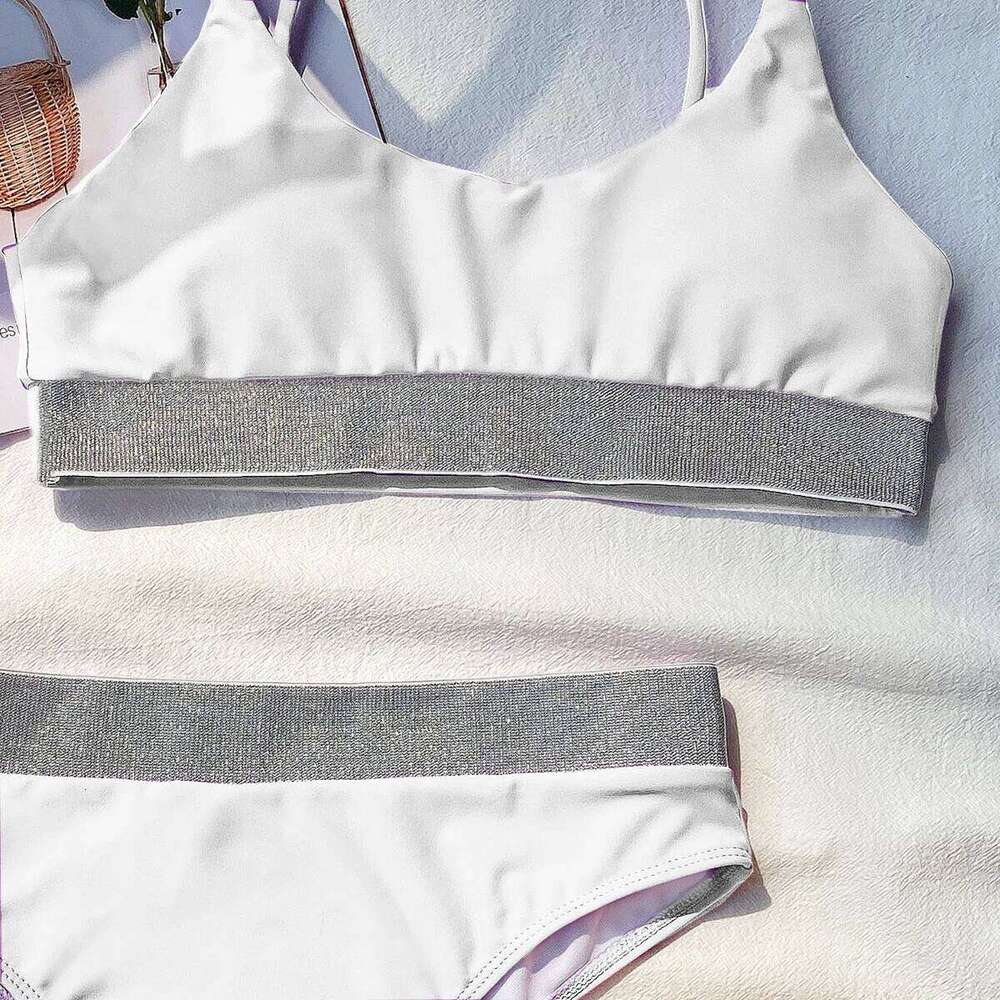 2025 Sexy Women Push Up Swimwear Swimsuit High Waist Shining Patchwork Solid Bikinis Set Bathing Suit Bikini Taille Haute Z260206