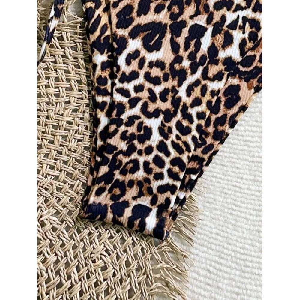 Summer Sexy Leopard Print Bikini Set Women Halter Neck Swimwear High Cut Triangle Top Hot Beachwear Trendy Bathing Suit New Z260206