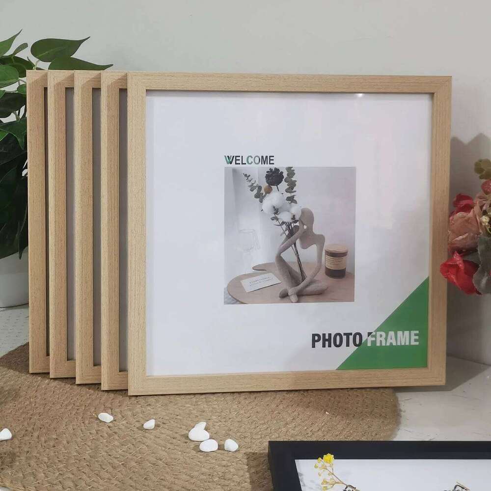 5pc Square Photo Frames Set - 15/20/25/30cm Wooden Wall & Tabletop Home Decor Commemorative Gift for Wedding/Gallery Wall4 Size S260205