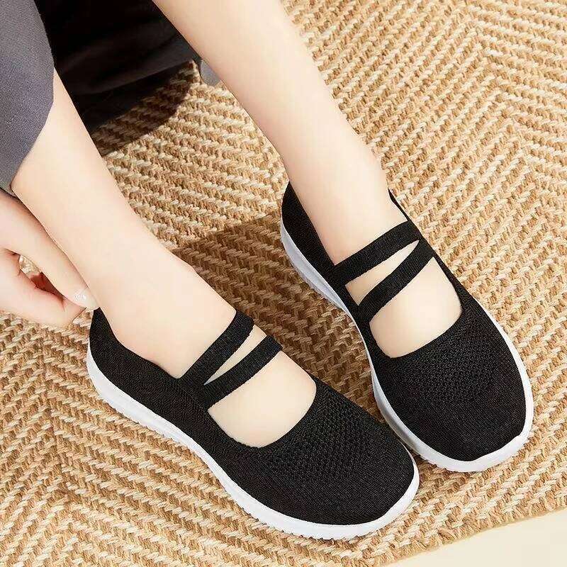 2025 Summer New Knitted Flat Bottom Women's Shoe Fashionable Lightweight Single for Breathable Women Shoes