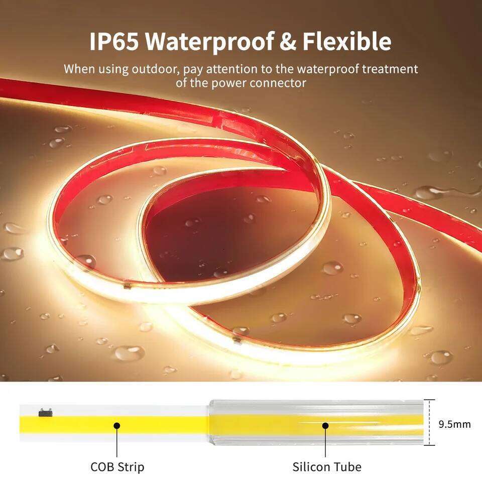 AC 220V IP65 Waterproof COB Strip Lights Super Bright 296 LEDs/m Flexible LED Tape With EU Plug 230V Outdoor Linear Lighting Z260206