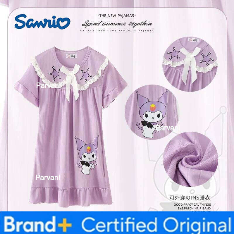 Sanrio Girls Summer Pajamas Set Child House Clothing Nightgown Sleepwear Robe Children's Comfortable H260206 - view 7