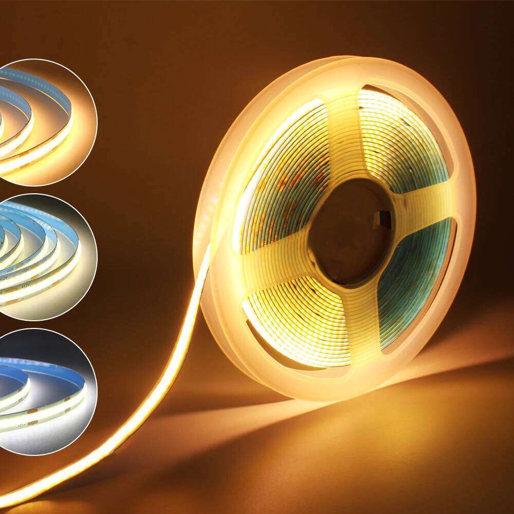 5M 10M COB Strip Lights DC 12V 24V 320 Diodes FCOB Flexible LED Bar Tape Ribbon Linear Dimmable for Room Decor Z260206