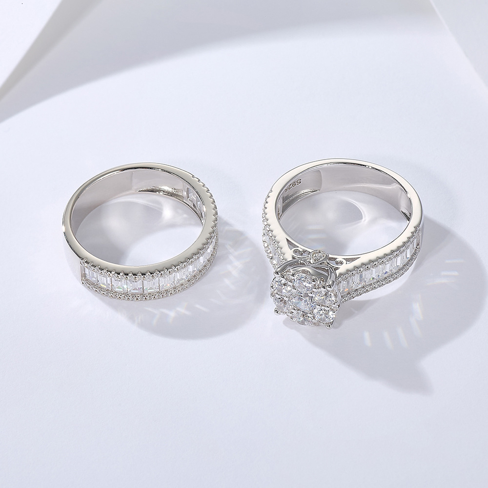 S925 Sterling Silver Micro-Paved Zirconia Set Hot-Selling Women's Wedding Ring