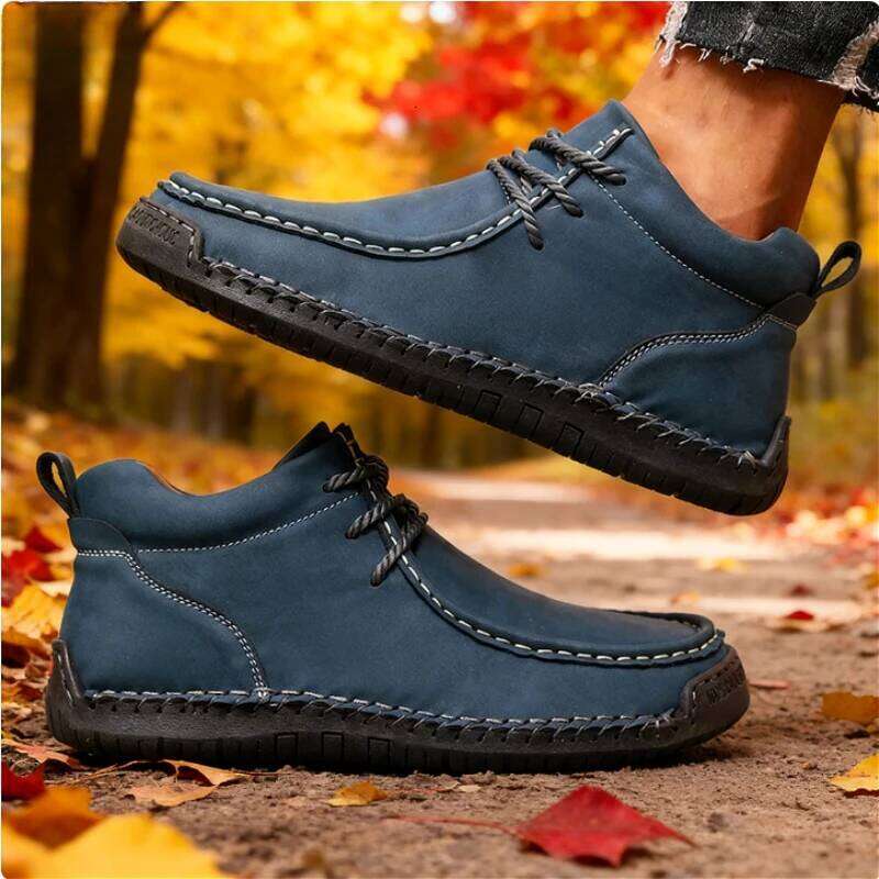 Wide Toe Boots Mid Top for Spring / Autumn Retro Anti Slip Workwear Fashion Soft Sole Breathable Walking Shoes Women
