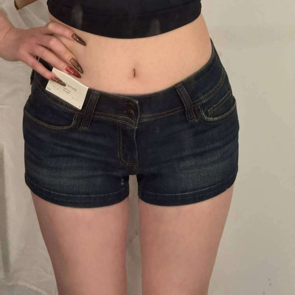Girl Low Waist Denim Super Short Shorts Women Summer New American Deep Blue High Street Bodycon A- Line Hot Pants H260206