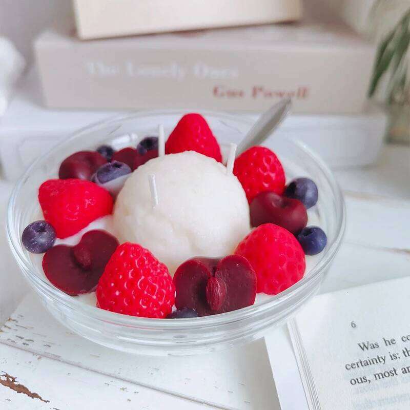 Strawberry and Cherry Fruit Scented Candle, Soy Wax, Fragrance Ornament, Birthday Gift, Dessert Cup, Handmade S260205