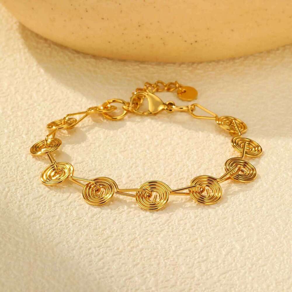 Geometric Spiral Bracelet,Gold Color Women's Stainless Steel Bracelets,Unique Jewelry Gifts 26H0206