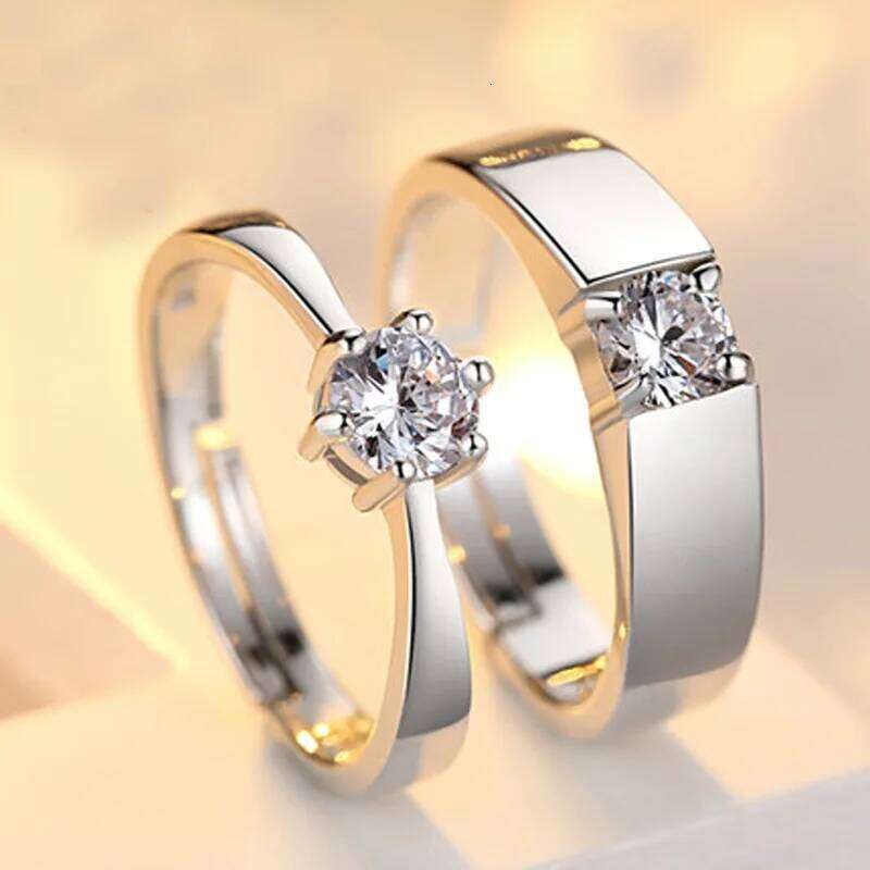Classic Couple Rings For Men Women CZ Stone Trendy Wedding Lovers' Jewelry Romantic Valentine's Day Present Ring Accessory W260206