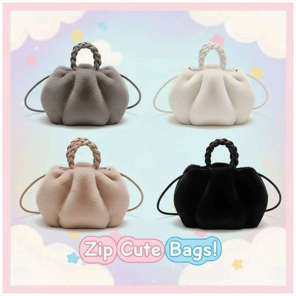 Autumn versatile simple solid color portable hair women's autumn and winter new pleated cloud bag high-end plush XJ260129