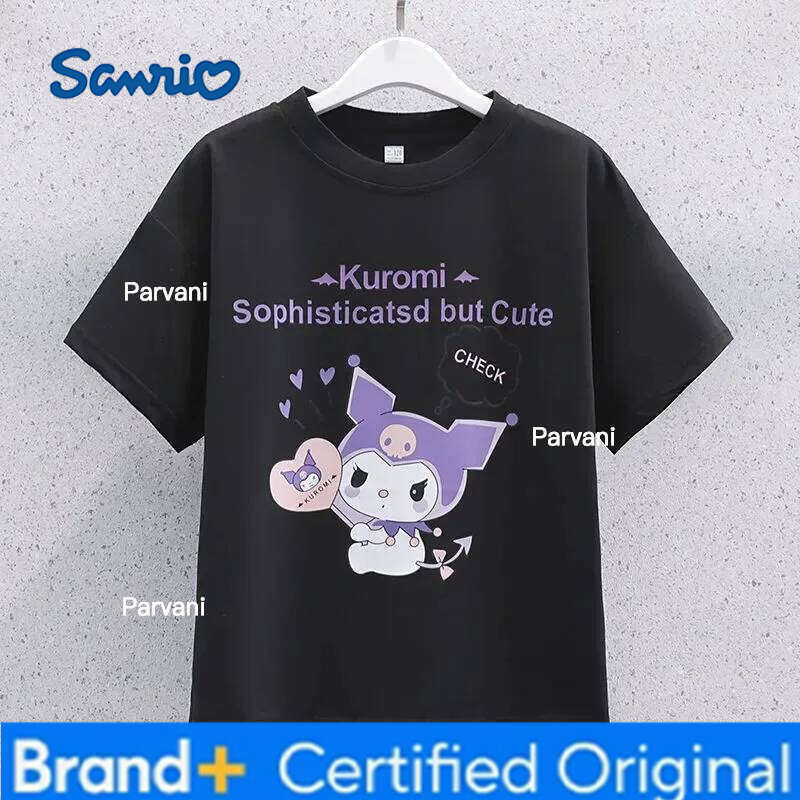 Sanrio Kuromi Kawaii Girls College Style Suit Summer Clothes JK Uniform Skirt Short Sleeve T-shirt Two Piece Set H260206 - view 5