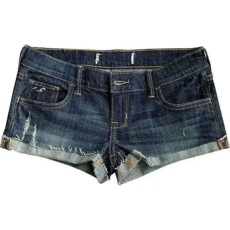Women Y2K Korean Streetwear Summer Denim Mini Acubi Shorts Button Night Club Blue Low Rise Short Trousers 2000s Alt Clothes C260206