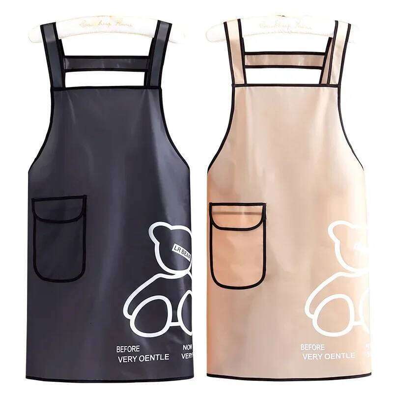 Kitchen Waterproof Apron Transparent Ladies Men Home Wipeable Oil Resistant Baking Accessories BBQ Restaurant Cafe Aprons S260205 533