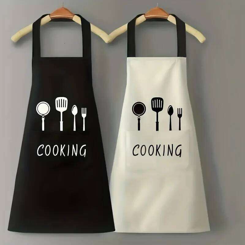 2pcs/Simple Kitchen Apron, Waterproof and Oil-Proof, Cooking Work Clothes, Unisex Sleeveless Apron S260205