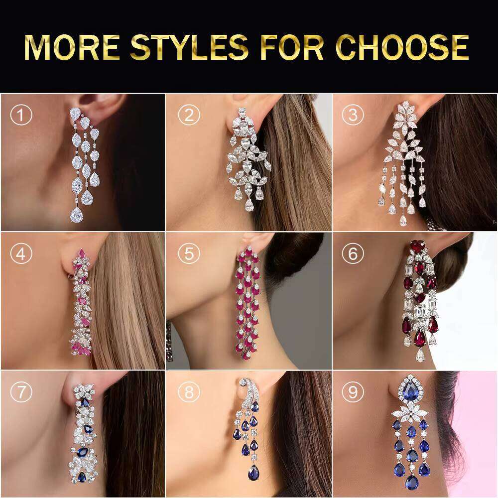 Custom 18K Gold Vvs Drop Necklace Earring Bridal Set 925 Silver Lab Grown Moissanite Diamond Chain Women Jewelry