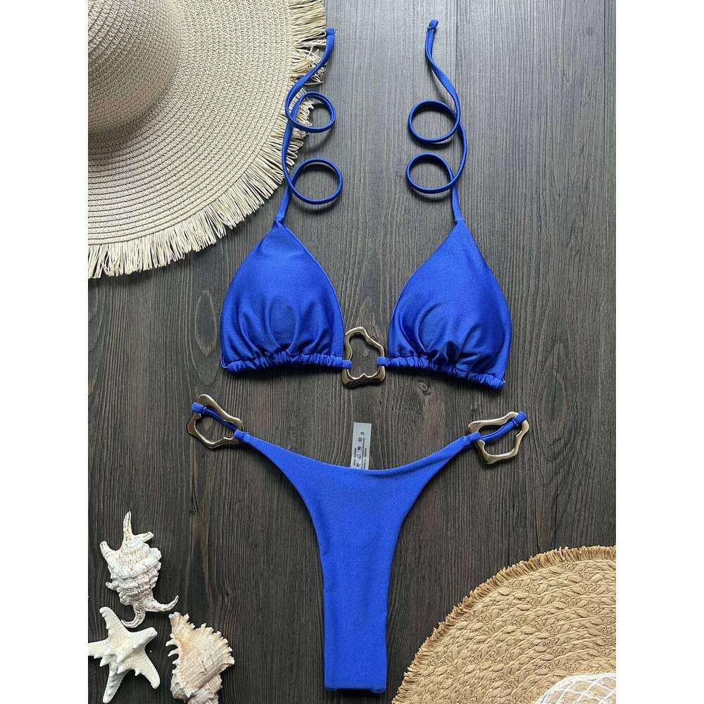 Sexy Halter Micro Bikini 2025 Women Swimsuit Solid Swimwear Thong Bikinis Set Brazilian Beach Wear Bathing Suit Biquini Female Z260206