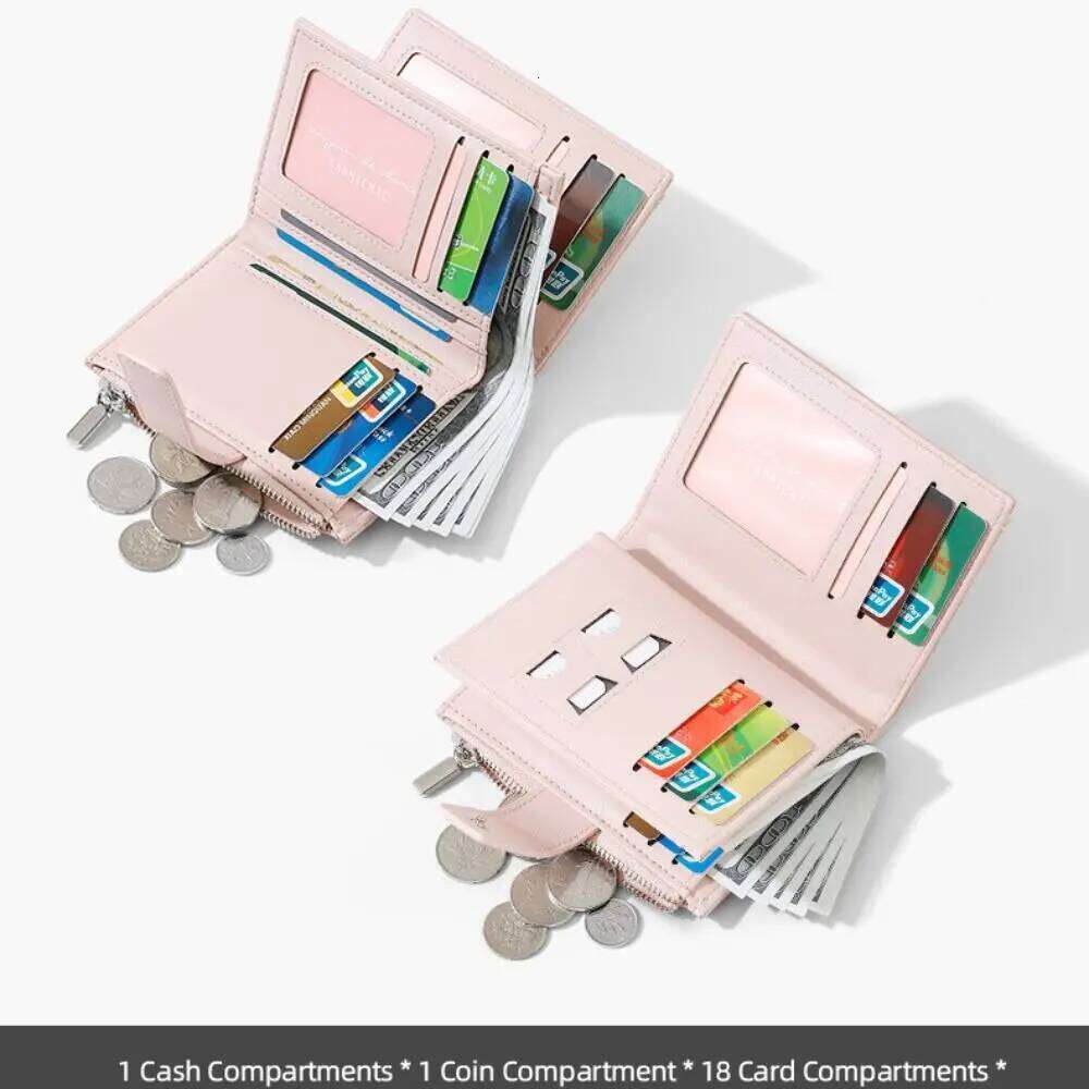 Fashion High-capacity Short Wallet PU Leather Waterproof Coin Purse Wear-resisting Solid Color Card Bag Girl Y260206