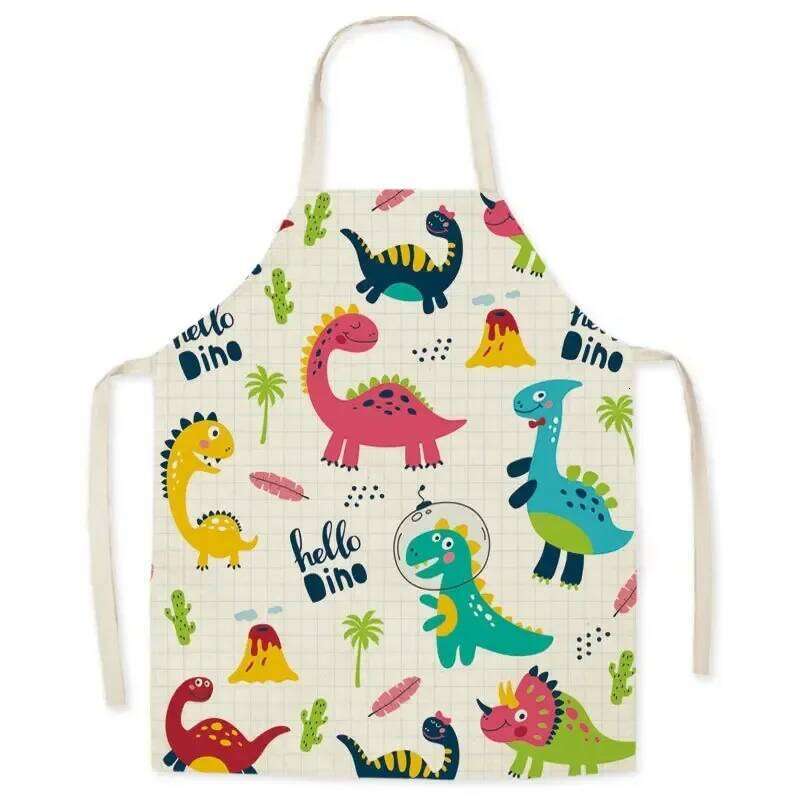Cartoon dinosaur cute kitchen linen soft cloth adult children's bib home baking cooking cleaning sleeveless apron S260205
