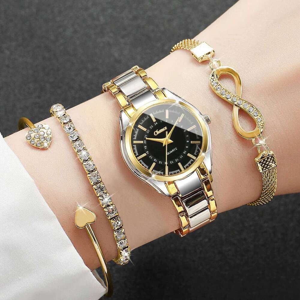 4PCS Elegant Women Watches Bracelets Set Ladies Luxury Analog Quartz Wristwatch Reloj MujerWithout Box Z260206