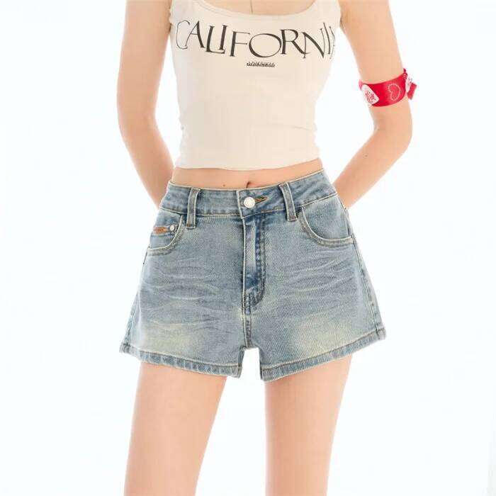 Solid-color Stretch Thin Denim Shorts. New Summer Fashion and Versatile, Comfortable High-waisted A-line Shorts for Women H260206