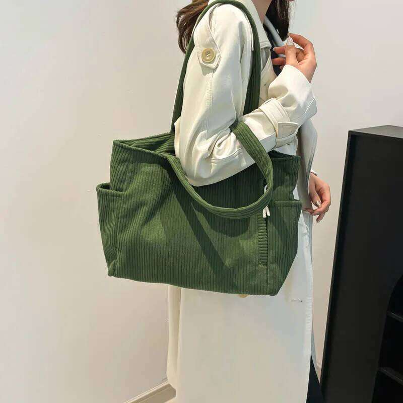 Corduroy Bags Women Casual Handbag Light Retro Large Capacity Shoulder Strap Commuter Handbags 2025 Autumn and Winter Y260205
