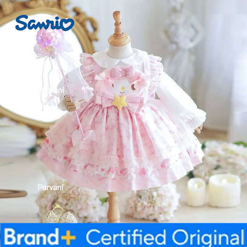 Sanrio Melody Lolita Cos Puffy Skirt Girls Cotton High Quality Long Sleeve Derss Children Halloween Costume Princess Dress H260206 - view 7