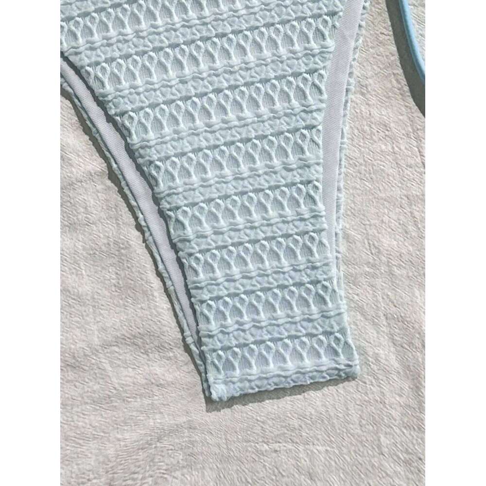 Sexy Sky Blue Micro Bikini 2026 Women Metal Starfish Ornament Pleate Push Up Tie Side Thong Swimsuit Beach Bathing Suit Swimwear Z260206